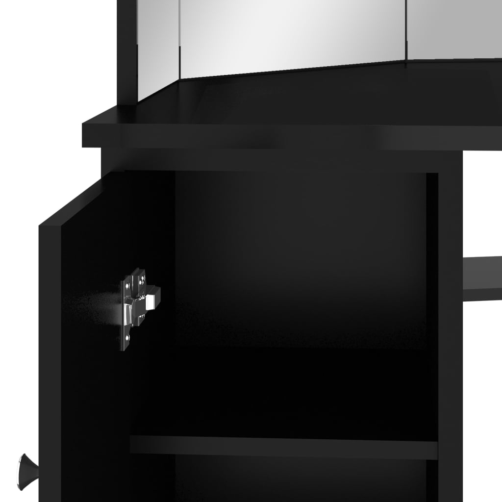 Hoekkaptafel met LED 111x54x141,5 cm zwart is nu te koop bij PeponiXL, paradijselijk wonen!