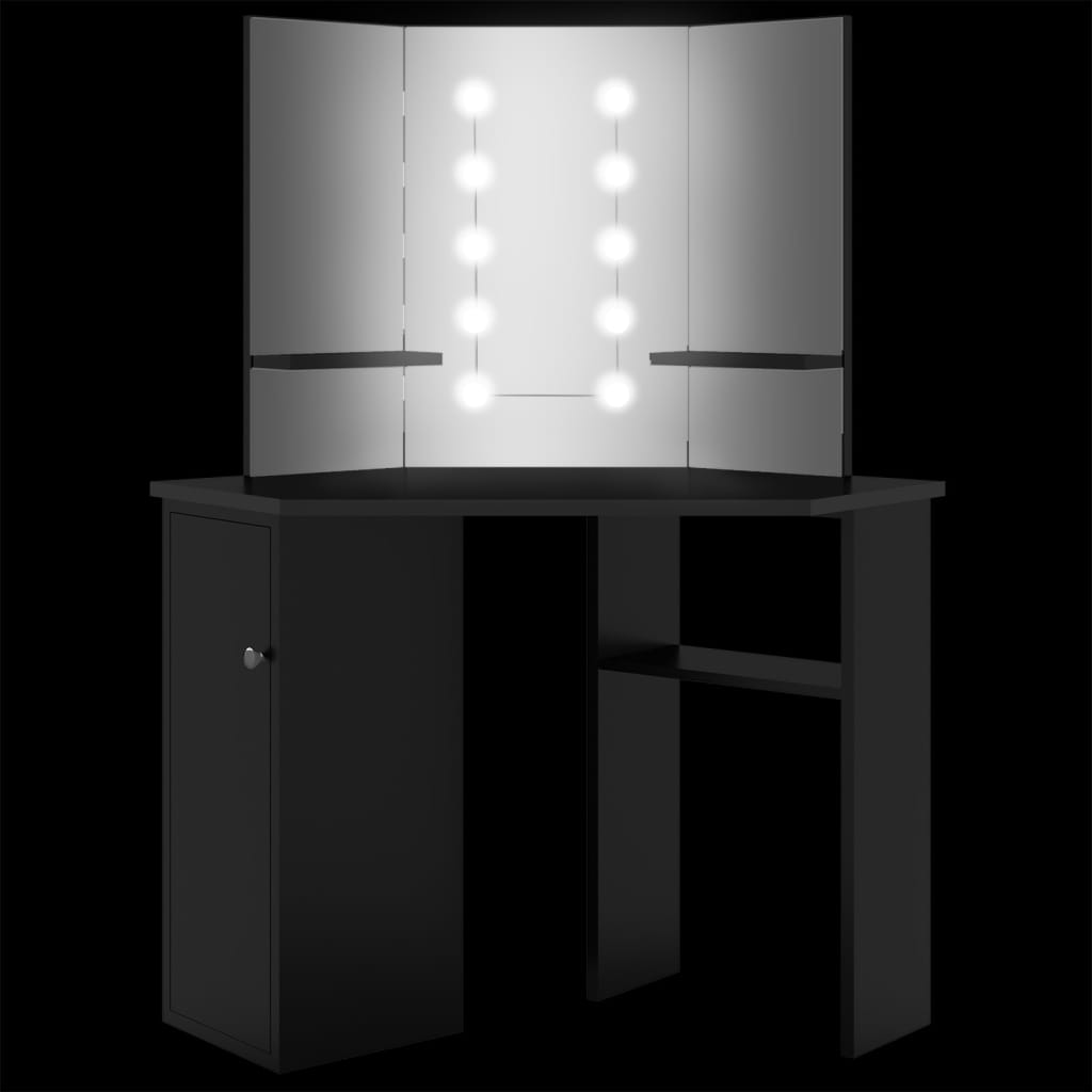 Hoekkaptafel met LED 111x54x141,5 cm zwart is nu te koop bij PeponiXL, paradijselijk wonen!