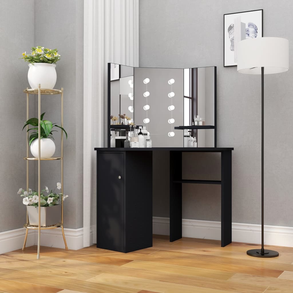 Hoekkaptafel met LED 111x54x141,5 cm zwart is nu te koop bij PeponiXL, paradijselijk wonen!