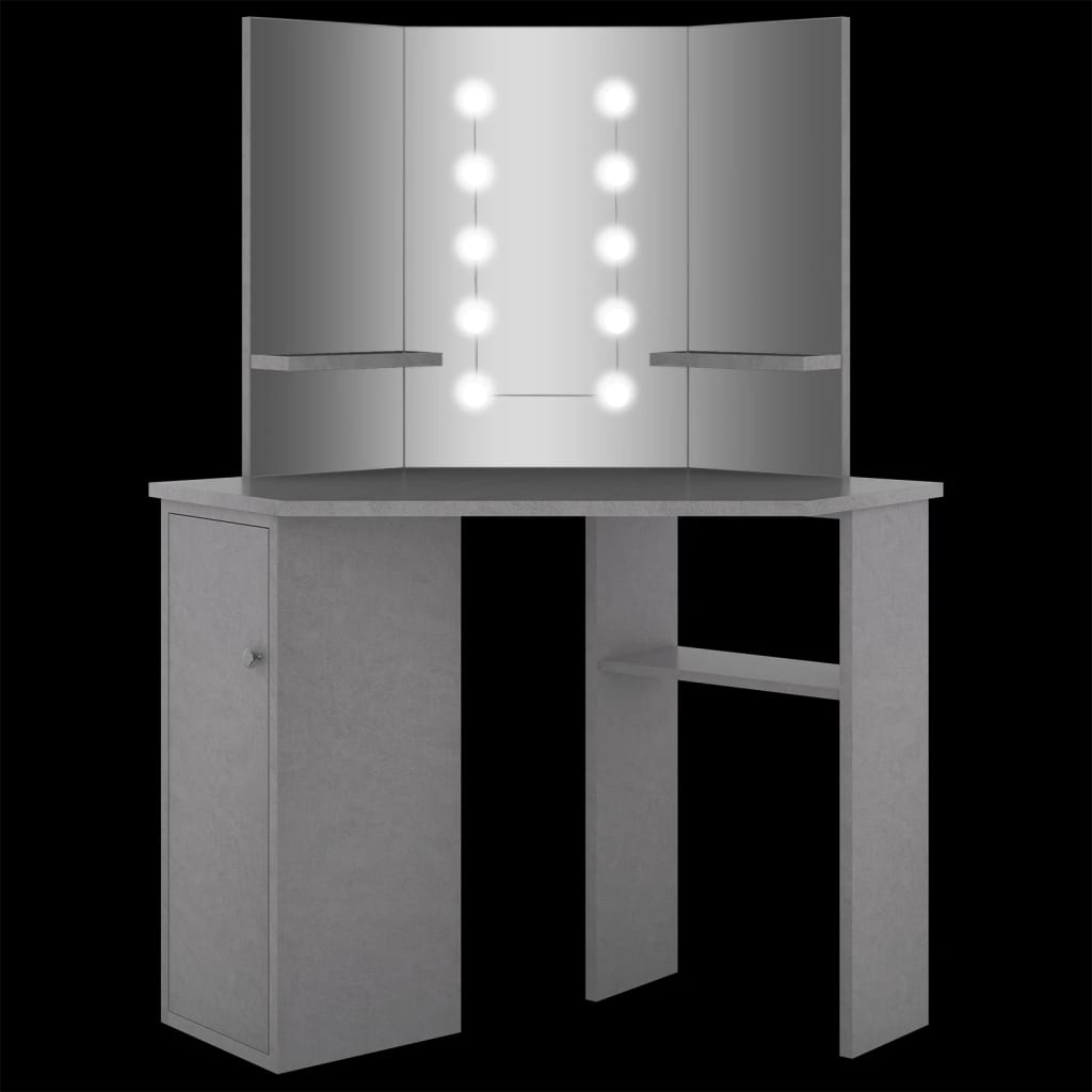 Hoekkaptafel met LED 111x54x141,5 cm betongrijs is nu te koop bij PeponiXL, paradijselijk wonen!