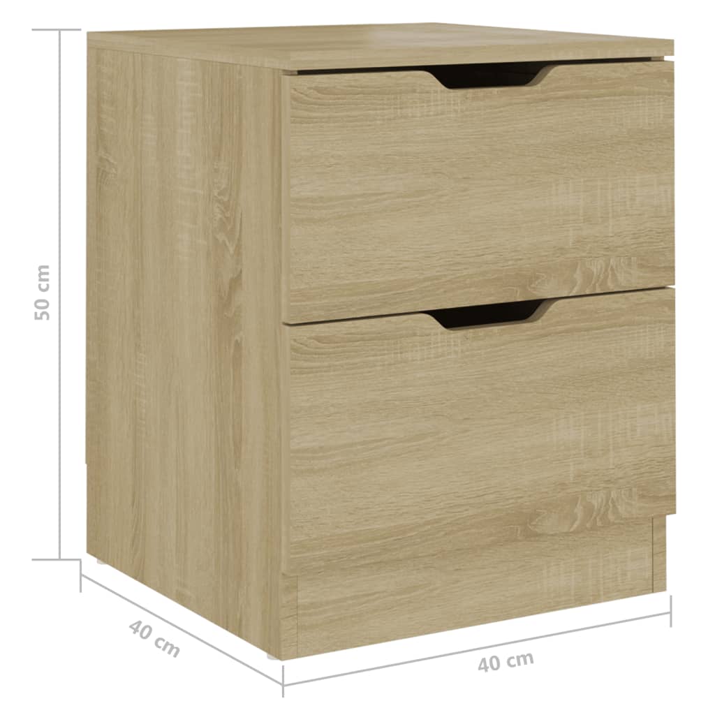 Nachtkastjes 2 st 40x40x50 cm bewerkt hout sonoma eikenkleurig is nu te koop bij PeponiXL, paradijselijk wonen!