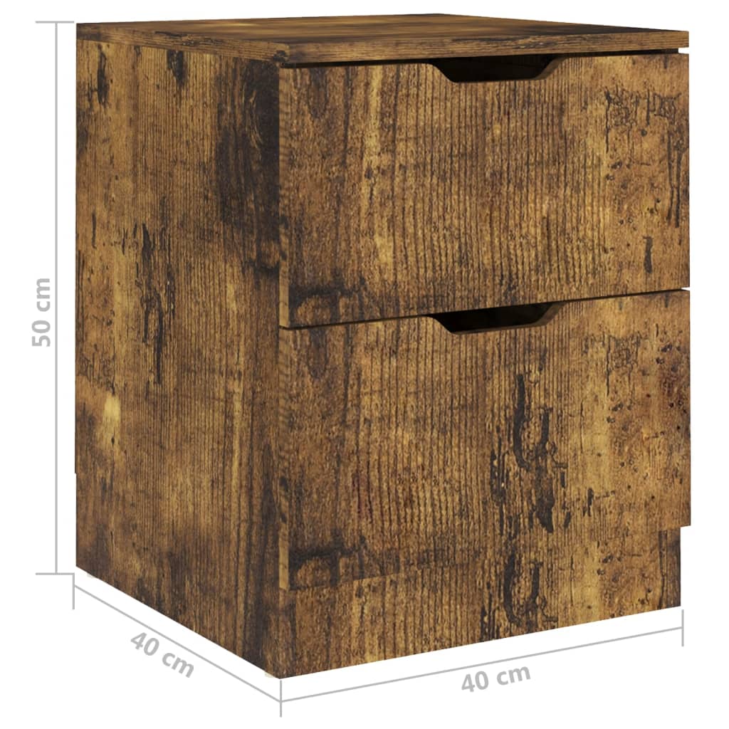 Nachtkastjes 2 st 40x40x50 cm bewerkt hout gerookt eikenkleurig is nu te koop bij PeponiXL, paradijselijk wonen!