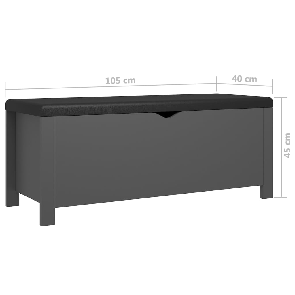 Opbergbox met kussen 105x40x45 cm bewerkt hout grijs is nu te koop bij PeponiXL, paradijselijk wonen!