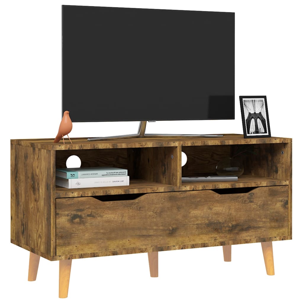Tv-meubel 90x40x48,5 cm bewerkt hout gerookt eikenkleurig is nu te koop bij PeponiXL, paradijselijk wonen!