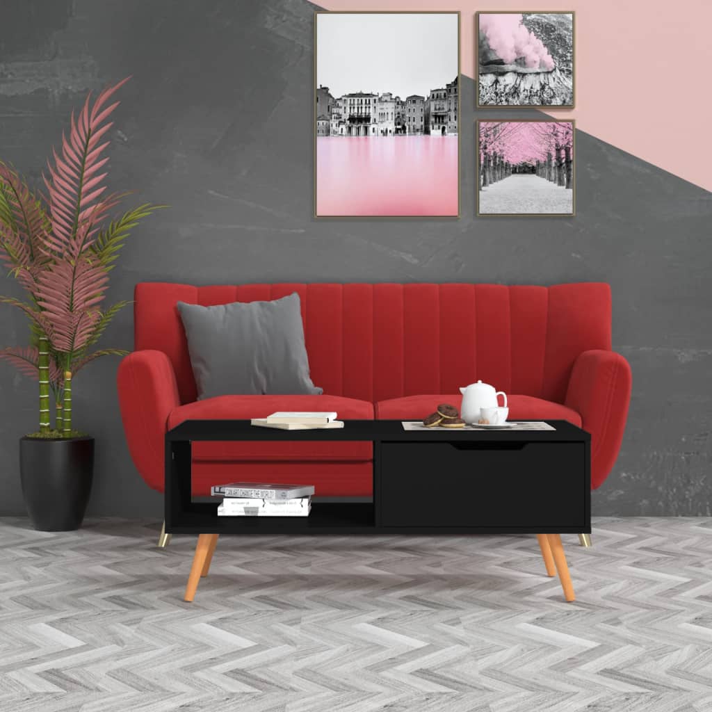 Salontafel 100x49,5x43 cm bewerkt hout zwart is nu te koop bij PeponiXL, paradijselijk wonen!