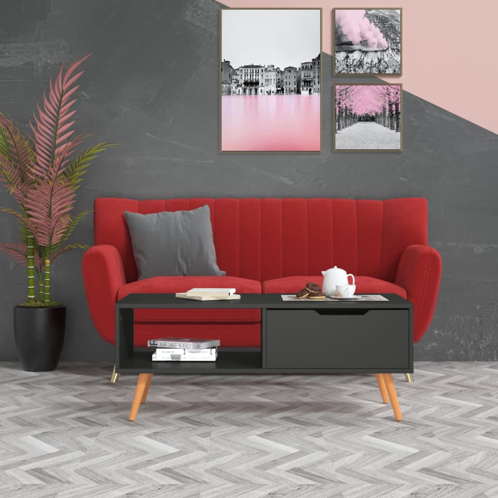 Salontafel 100x49,5x43 cm bewerkt hout grijs is nu te koop bij PeponiXL, paradijselijk wonen!
