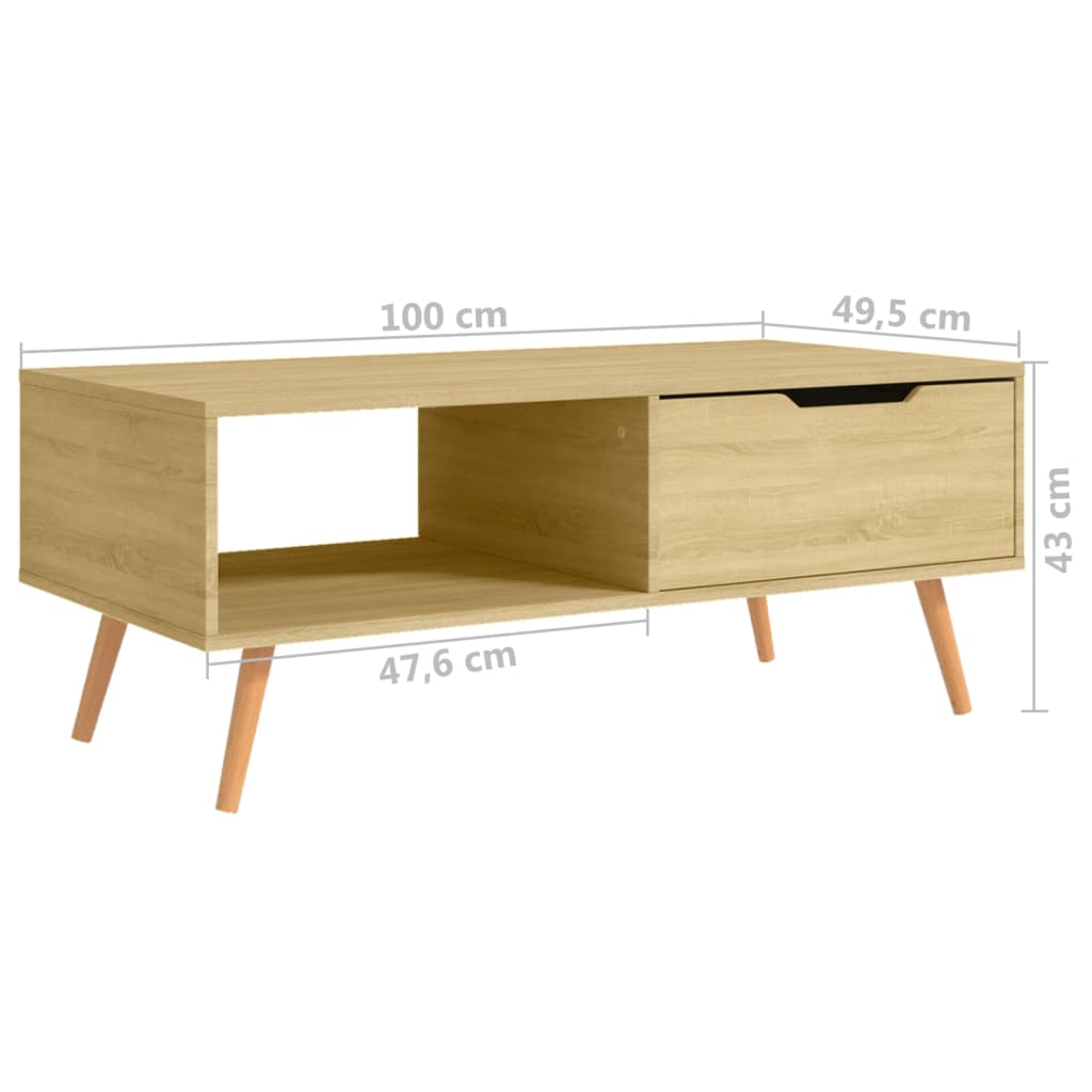 Salontafel 100x49,5x43 cm bewerkt hout sonoma eikenkleurig is nu te koop bij PeponiXL, paradijselijk wonen!