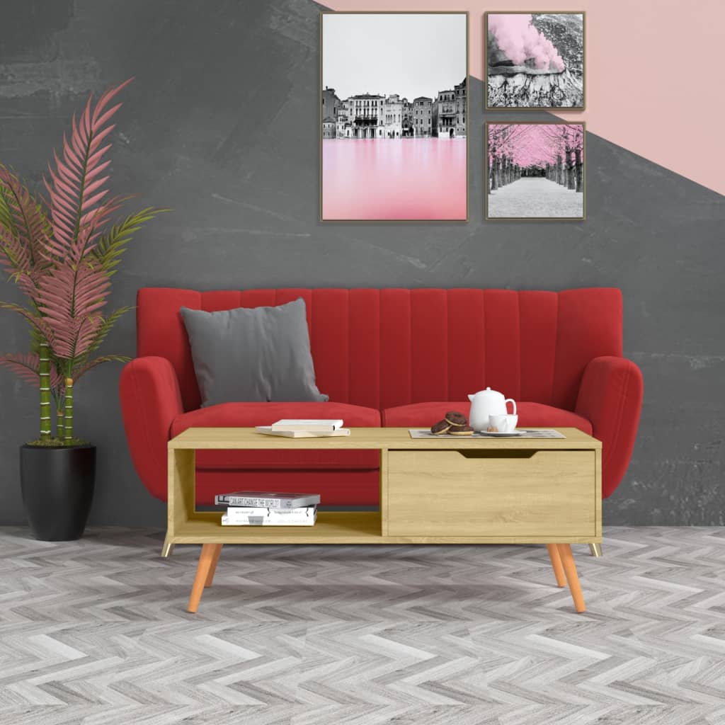 Salontafel 100x49,5x43 cm bewerkt hout sonoma eikenkleurig is nu te koop bij PeponiXL, paradijselijk wonen!