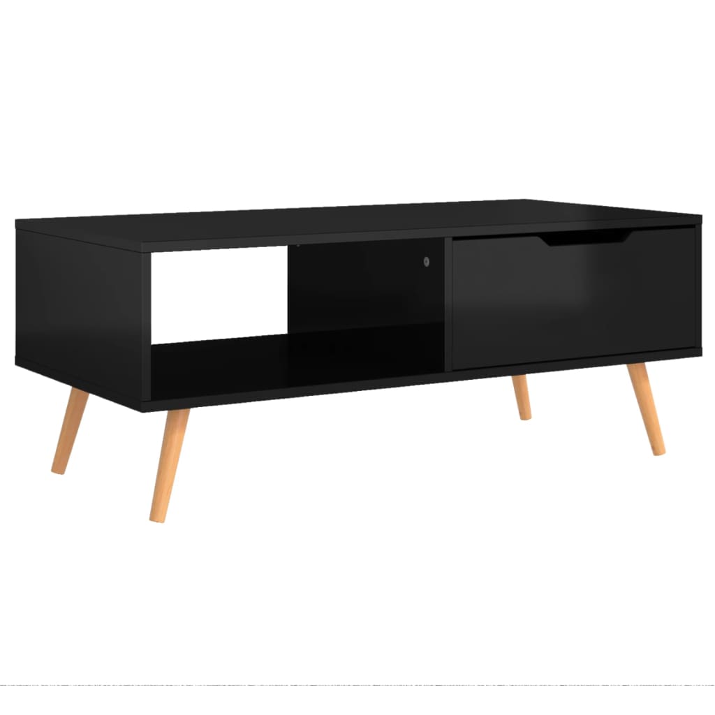 Salontafel 100x49,5x43 cm bewerkt hout hoogglans zwart is nu te koop bij PeponiXL, paradijselijk wonen!