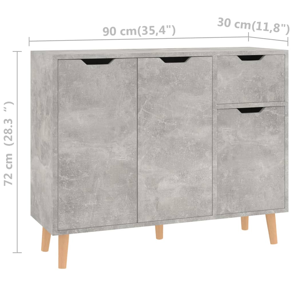 Dressoir 90x30x72 cm bewerkt hout betongrijs is nu te koop bij PeponiXL, paradijselijk wonen!
