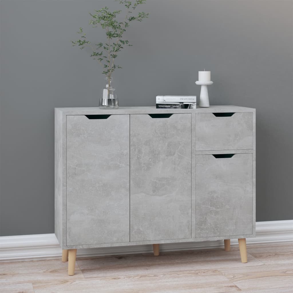 Dressoir 90x30x72 cm bewerkt hout betongrijs is nu te koop bij PeponiXL, paradijselijk wonen!