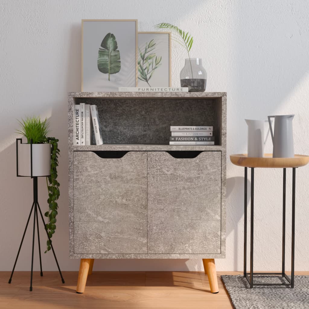 Dressoir 60x30x72 cm bewerkt hout betongrijs is nu te koop bij PeponiXL, paradijselijk wonen!