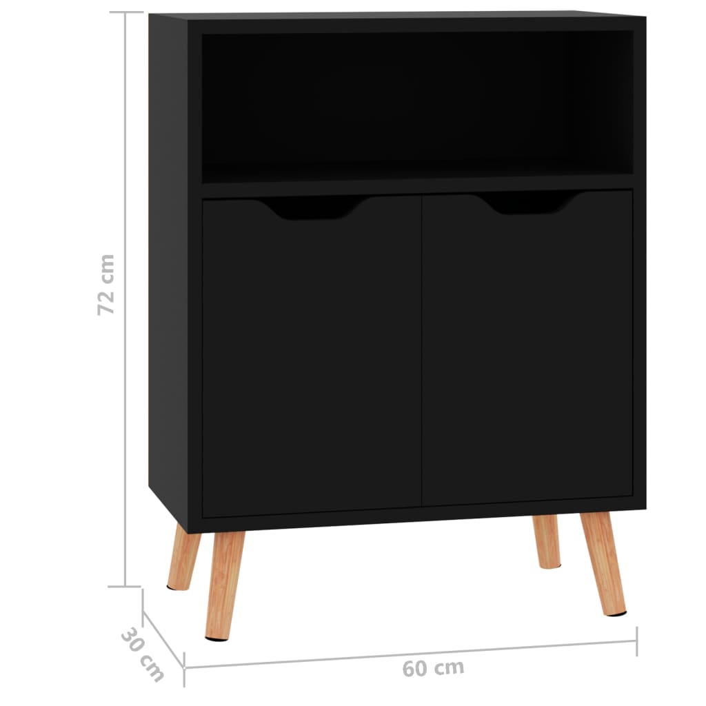 Dressoir 60x30x72 cm bewerkt hout hoogglans zwart is nu te koop bij PeponiXL, paradijselijk wonen!