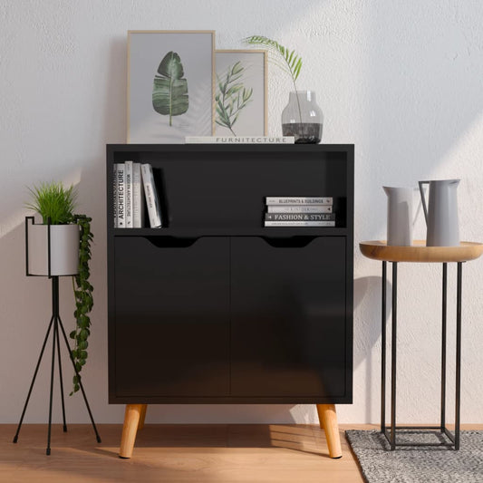 Dressoir 60x30x72 cm bewerkt hout hoogglans zwart is nu te koop bij PeponiXL, paradijselijk wonen!