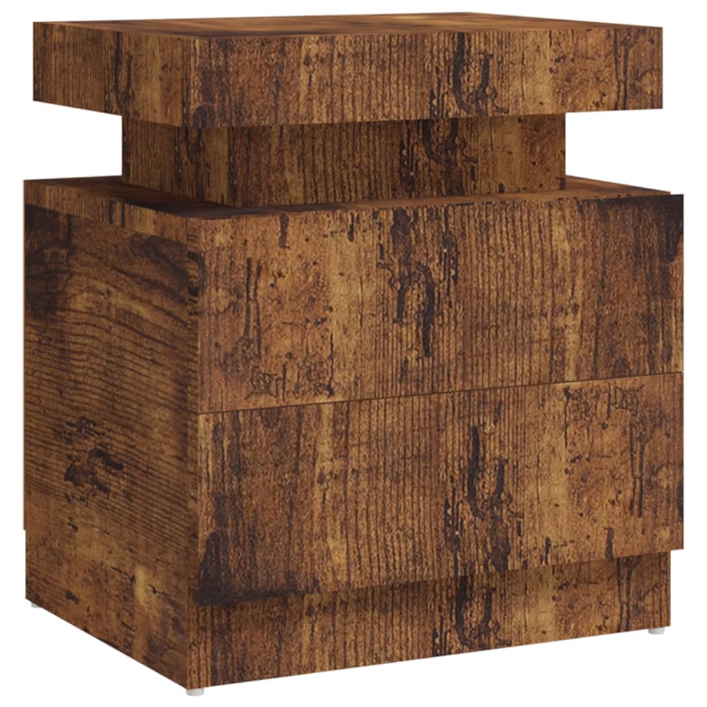 Nachtkastje 45x35x52 cm bewerkt hout gerookt eikenkleurig is nu te koop bij PeponiXL, paradijselijk wonen!