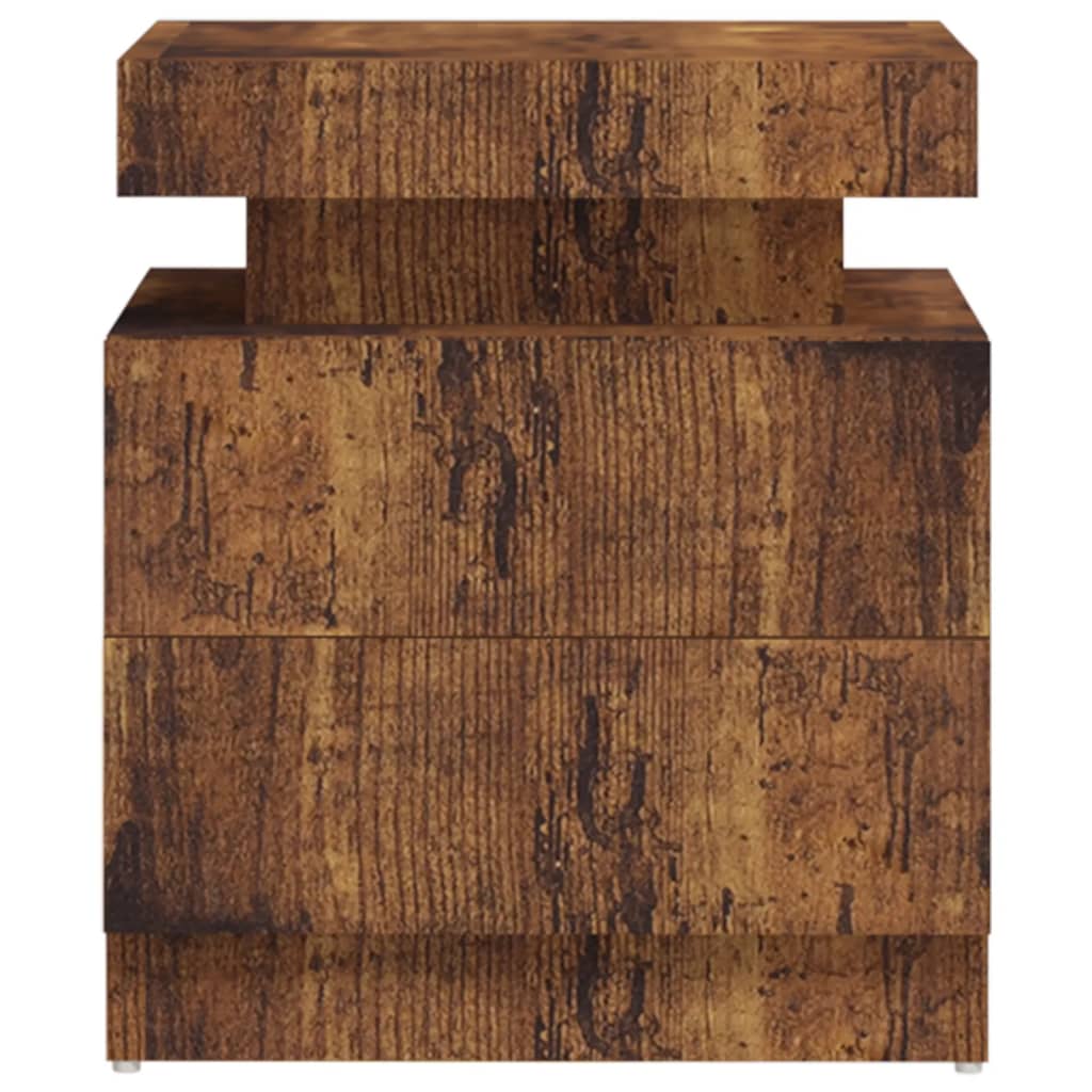 Nachtkastje 45x35x52 cm bewerkt hout gerookt eikenkleurig is nu te koop bij PeponiXL, paradijselijk wonen!