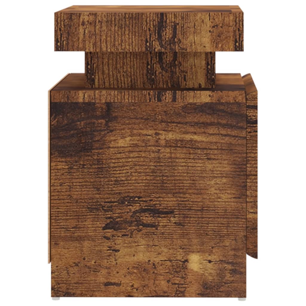 Nachtkastje 45x35x52 cm bewerkt hout gerookt eikenkleurig is nu te koop bij PeponiXL, paradijselijk wonen!