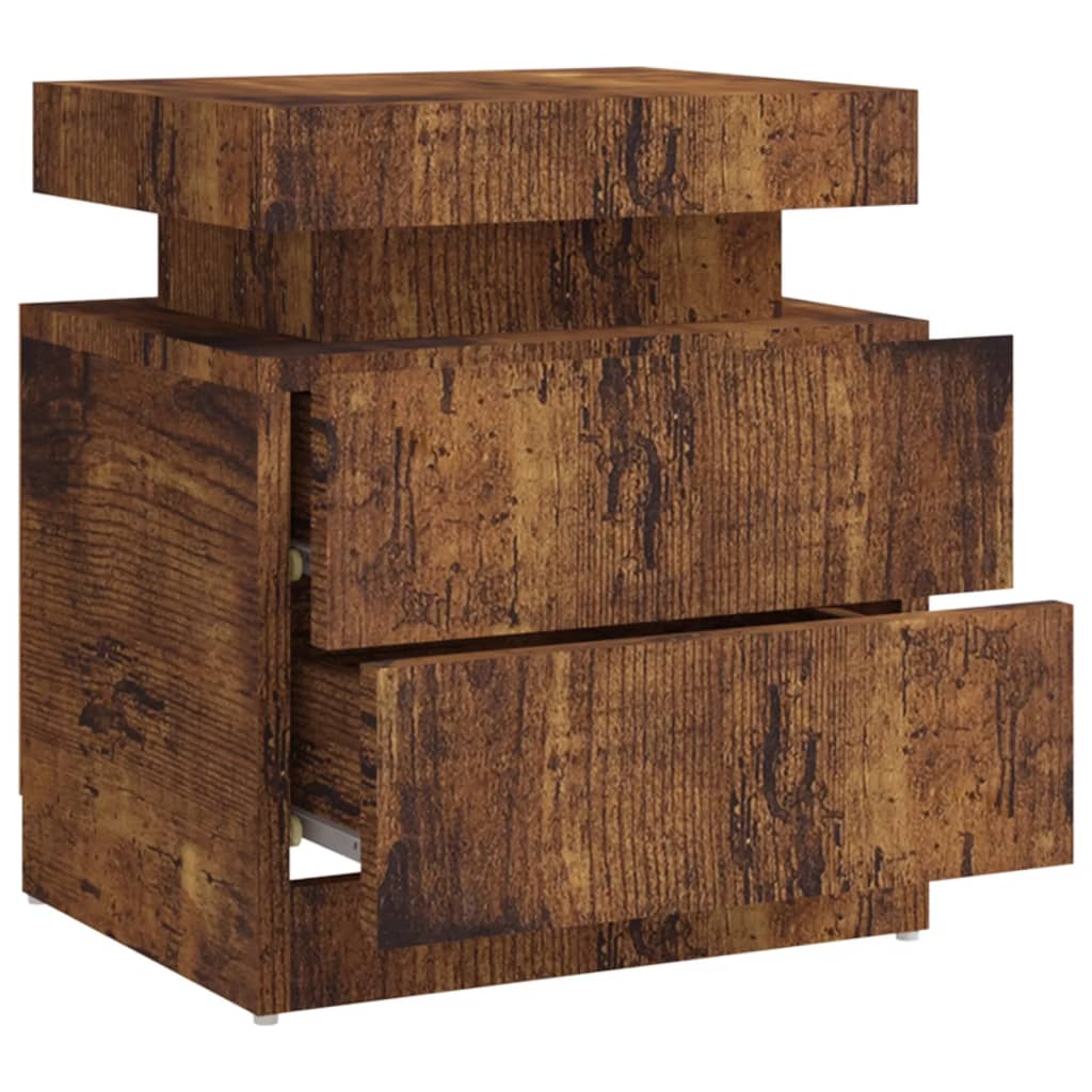 Nachtkastje 45x35x52 cm bewerkt hout gerookt eikenkleurig is nu te koop bij PeponiXL, paradijselijk wonen!