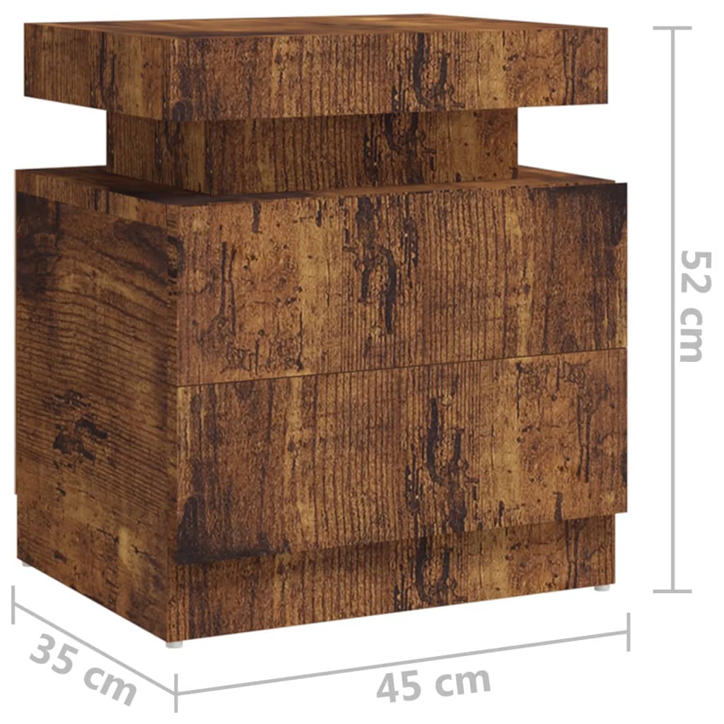 Nachtkastje 45x35x52 cm bewerkt hout gerookt eikenkleurig is nu te koop bij PeponiXL, paradijselijk wonen!