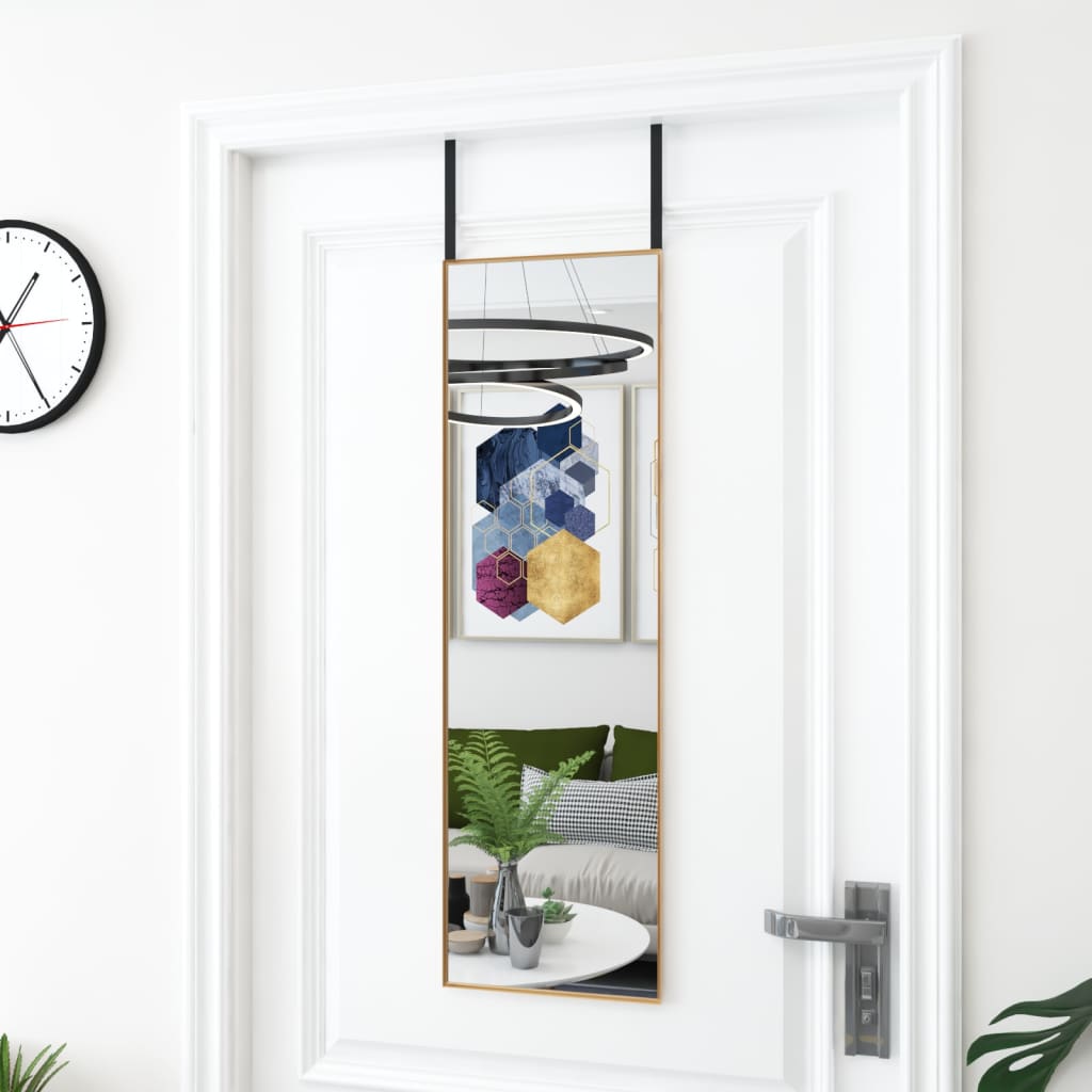Deurspiegel 30x100 cm glas en aluminium goudkleurig is nu te koop bij PeponiXL, paradijselijk wonen!