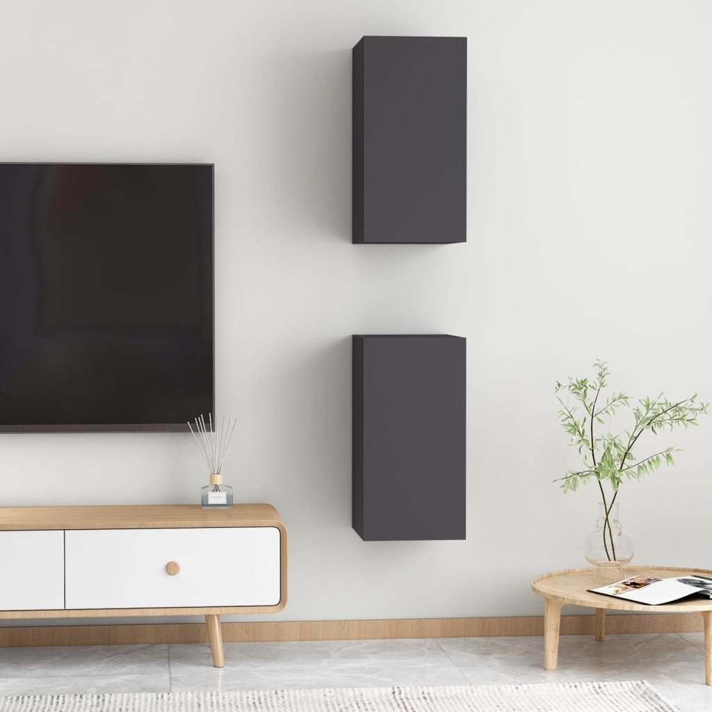 Tv-meubels 2 st 30,5x30x60 cm bewerkt hout grijs is nu te koop bij PeponiXL, paradijselijk wonen!