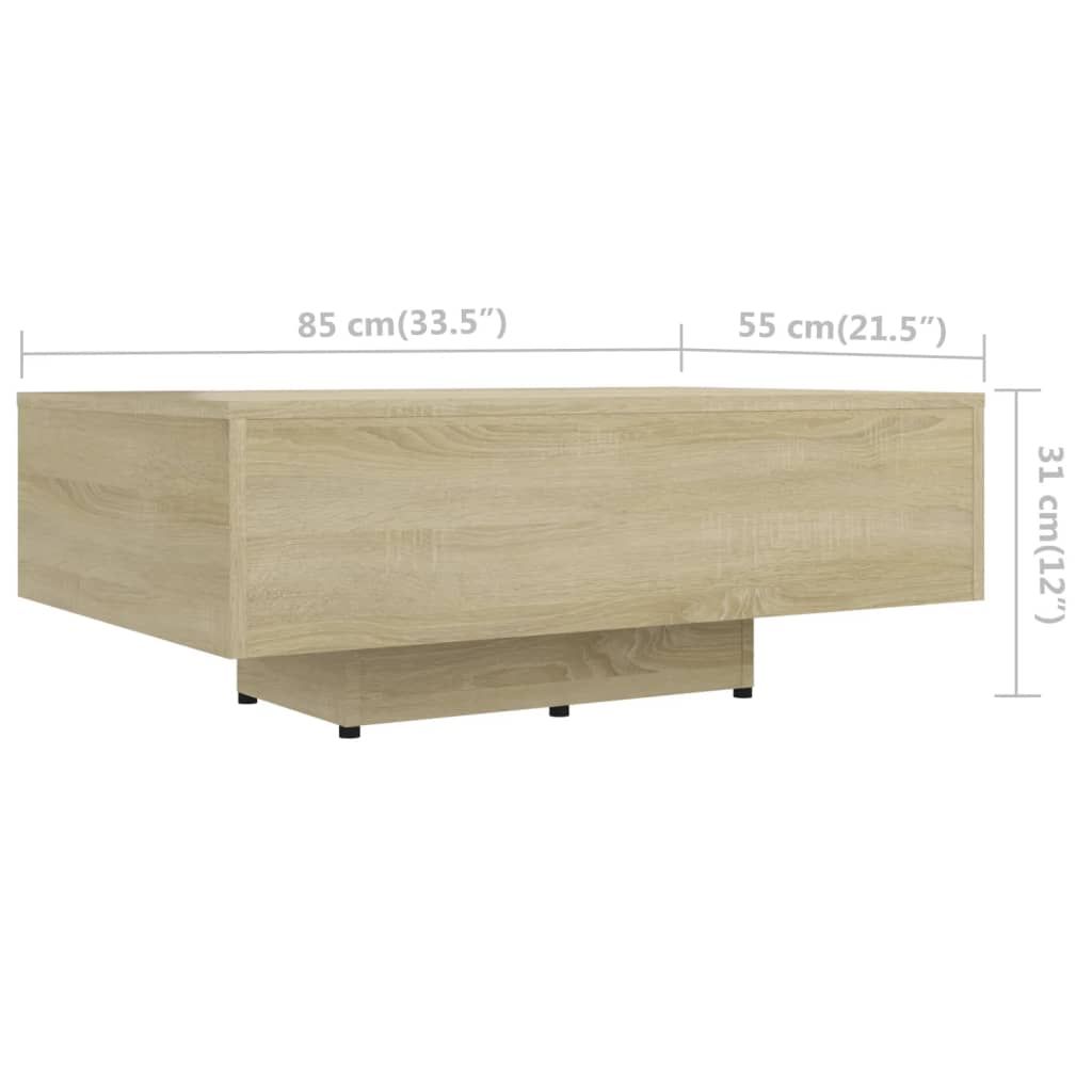 Salontafel 85x55x31 cm bewerkt hout sonoma eikenkleurig is nu te koop bij PeponiXL, paradijselijk wonen!