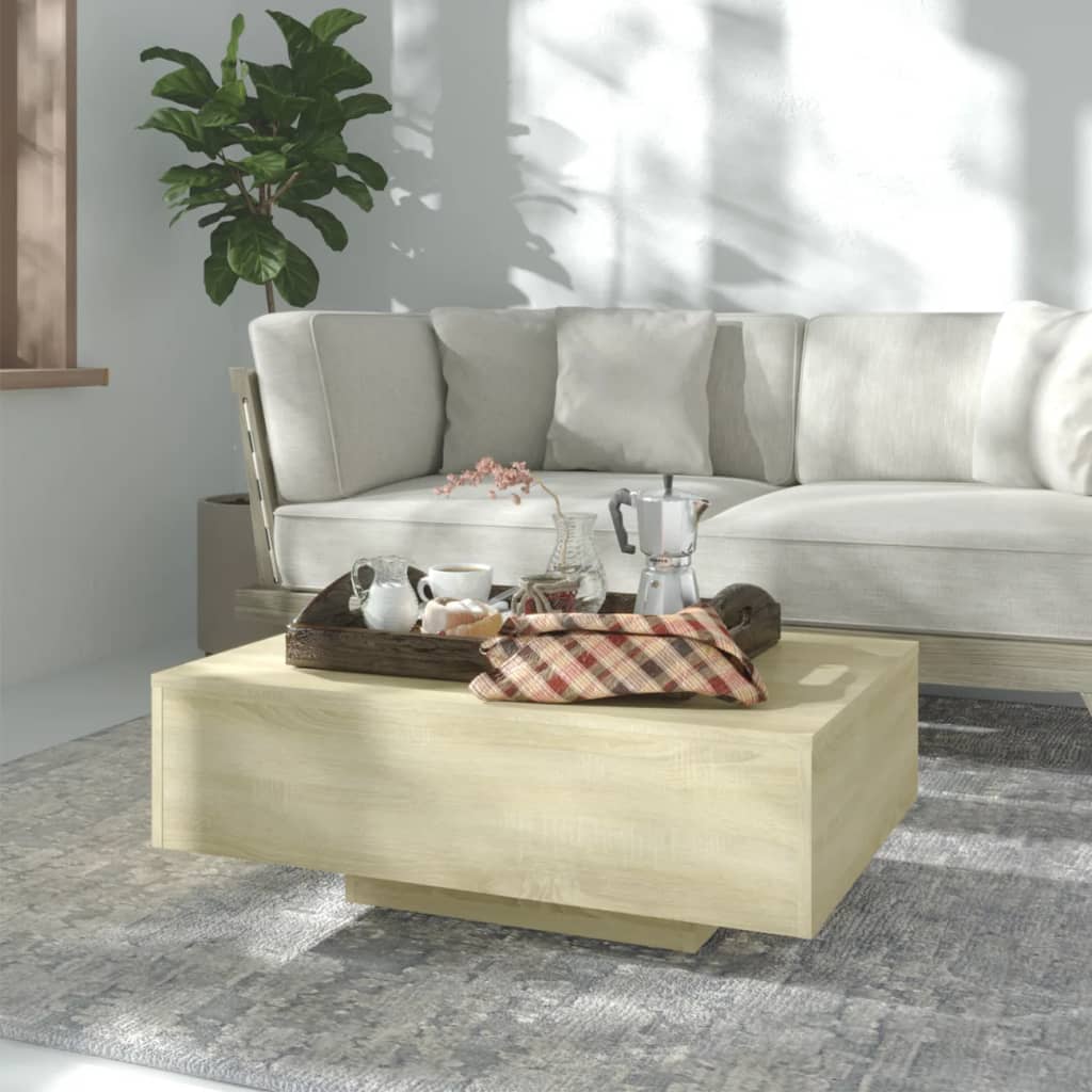 Salontafel 85x55x31 cm bewerkt hout sonoma eikenkleurig is nu te koop bij PeponiXL, paradijselijk wonen!