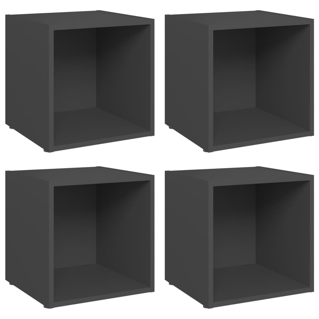 Tv-meubelen 4 st 37x35x37 cm bewerkt hout grijs is nu te koop bij PeponiXL, paradijselijk wonen!