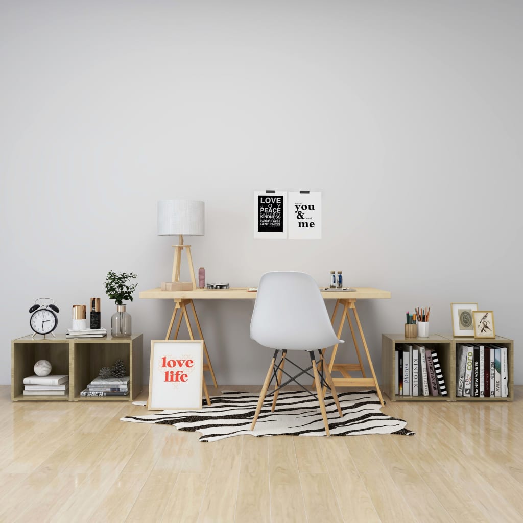 Tv-meubelen 4 st 37x35x37 cm bewerkt hout sonoma eikenkleurig is nu te koop bij PeponiXL, paradijselijk wonen!