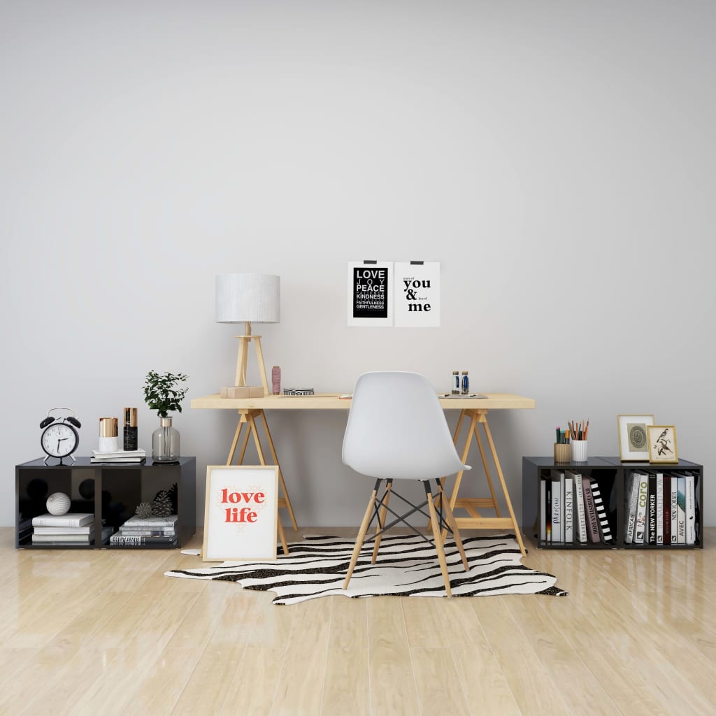 Tv-meubelen 4 st 37x35x37 cm bewerkt hout hoogglans zwart is nu te koop bij PeponiXL, paradijselijk wonen!