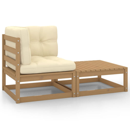 2-delige Loungeset met kussens grenenhout honingbruin is nu te koop bij PeponiXL, paradijselijk wonen!
