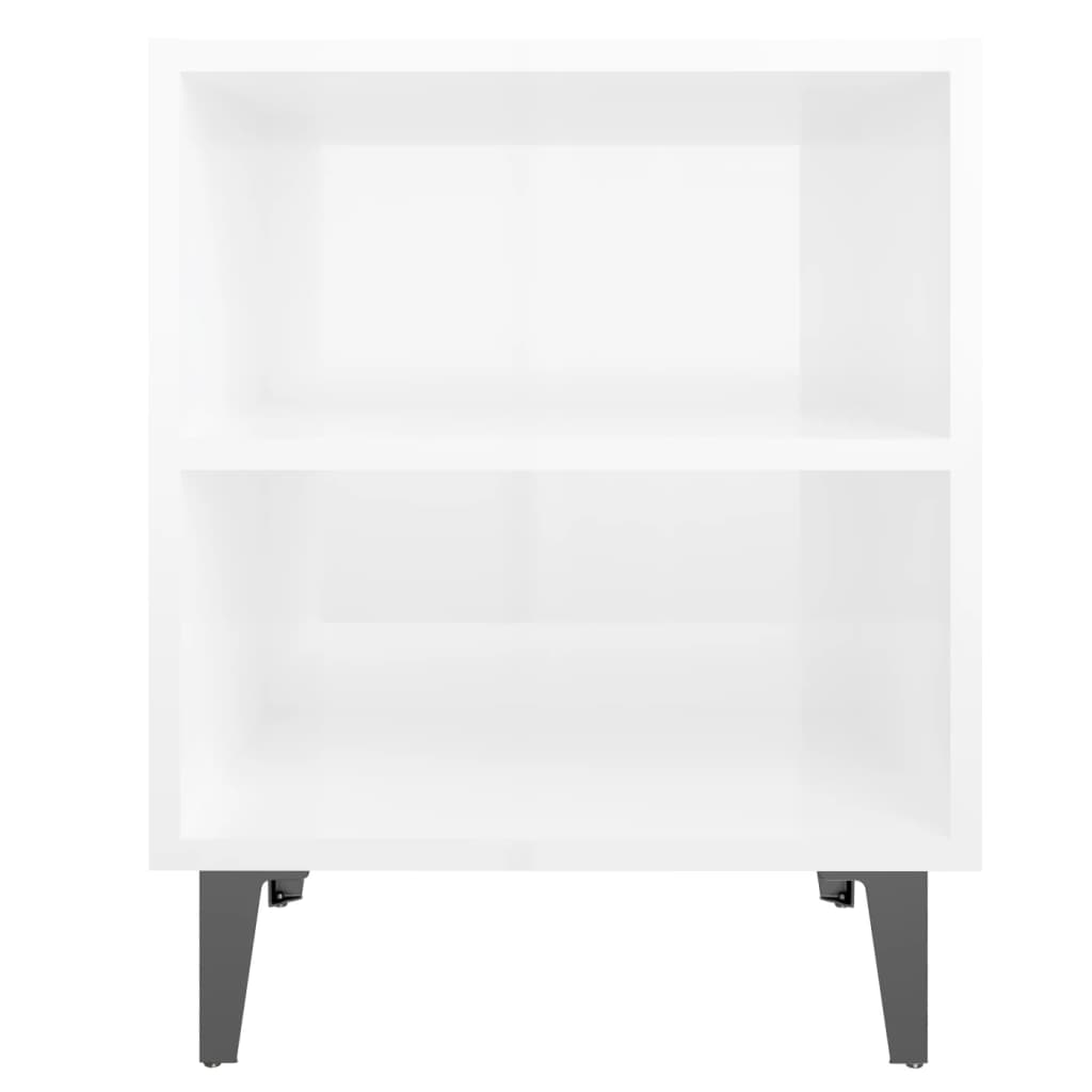 Nachtkastjes 2 st met metalen poten 40x30x50 cm hoogglans wit is nu te koop bij PeponiXL, paradijselijk wonen!