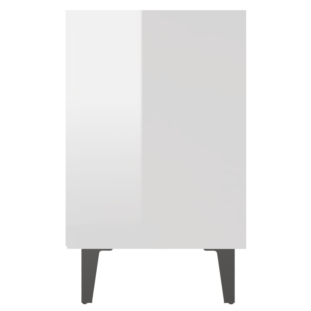 Nachtkastjes 2 st met metalen poten 40x30x50 cm hoogglans wit is nu te koop bij PeponiXL, paradijselijk wonen!