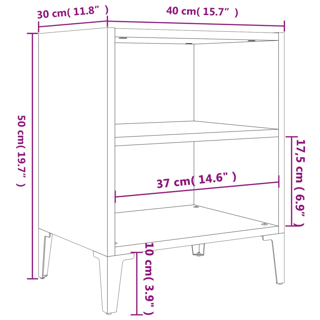 Nachtkastjes 2 st met metalen poten 40x30x50 cm hoogglans wit is nu te koop bij PeponiXL, paradijselijk wonen!
