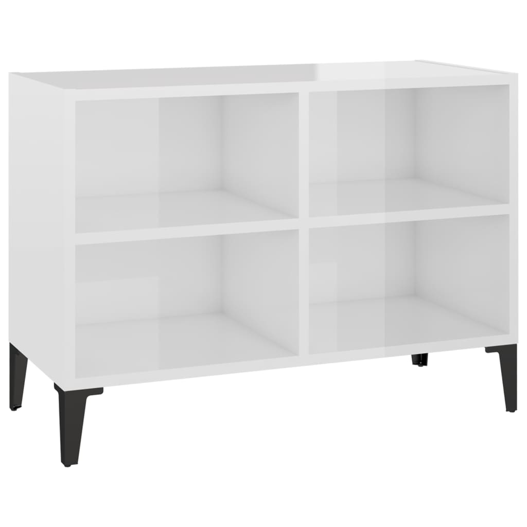 Tv-meubel met metalen poten 69,5x30x50 cm hoogglans wit is nu te koop bij PeponiXL, paradijselijk wonen!