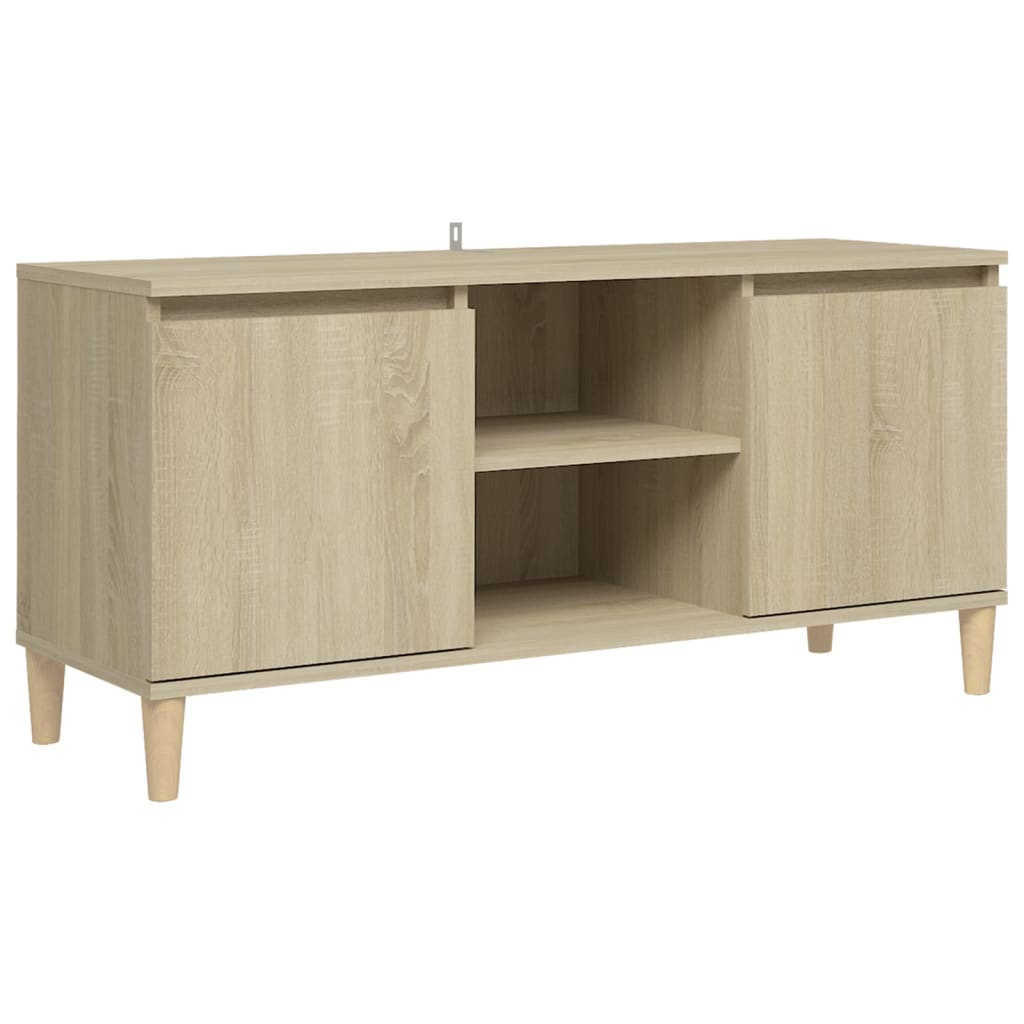 Tv-meubel met houten poten 103,5x35x50 cm sonoma eikenkleurig is nu te koop bij PeponiXL, paradijselijk wonen!
