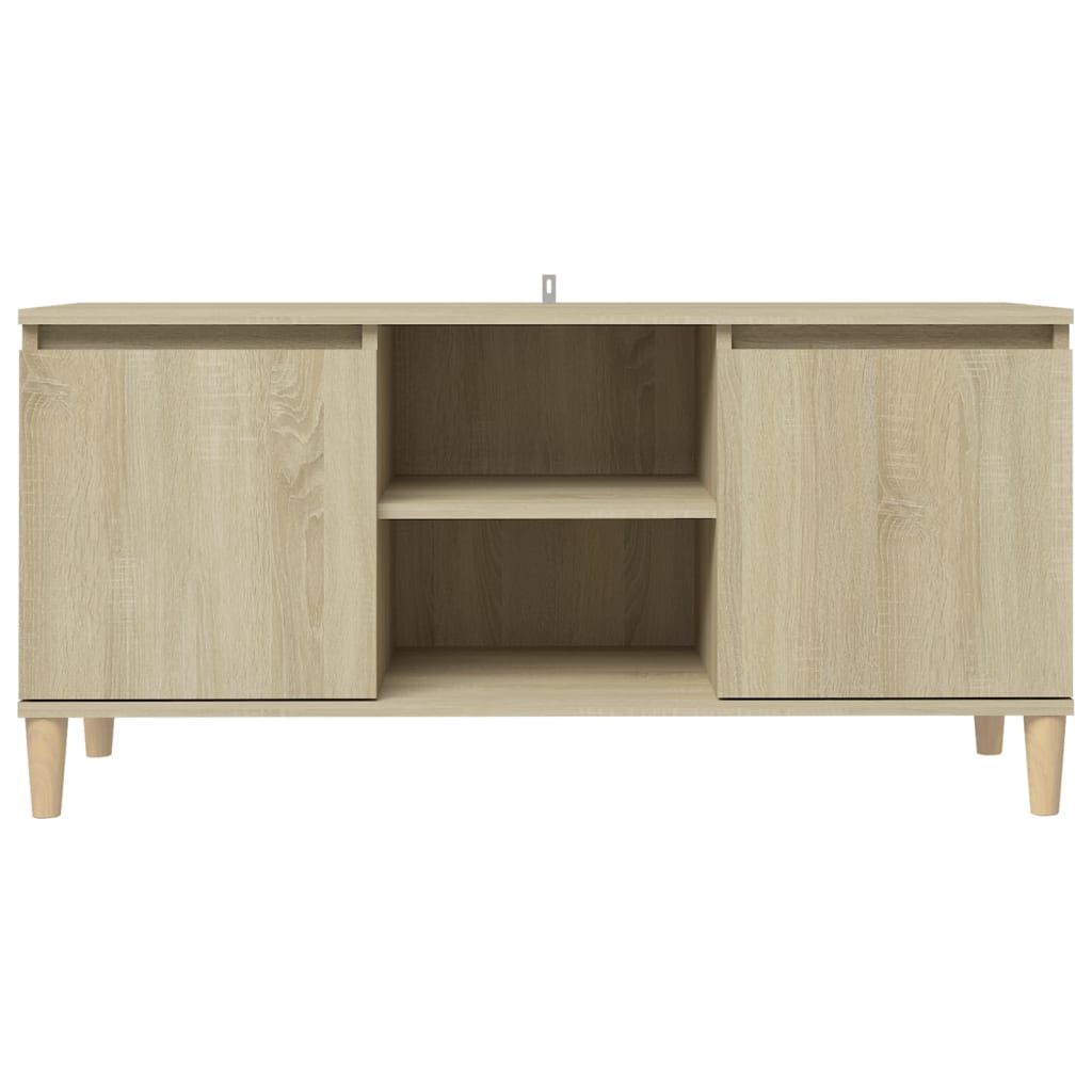 Tv-meubel met houten poten 103,5x35x50 cm sonoma eikenkleurig is nu te koop bij PeponiXL, paradijselijk wonen!