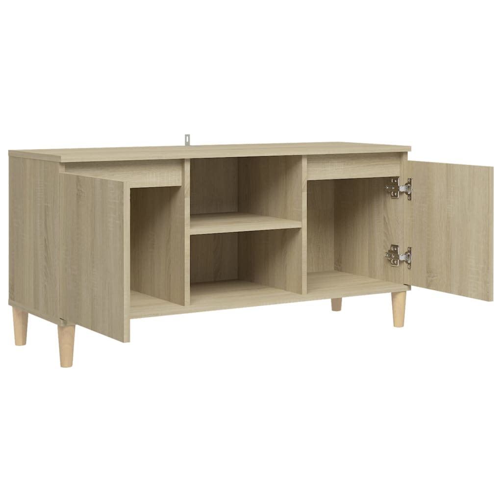 Tv-meubel met houten poten 103,5x35x50 cm sonoma eikenkleurig is nu te koop bij PeponiXL, paradijselijk wonen!
