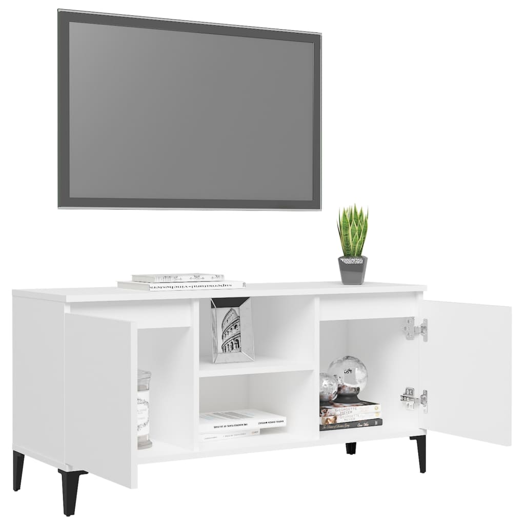 Tv-meubel met metalen poten 103,5x35x50 cm wit is nu te koop bij PeponiXL, paradijselijk wonen!