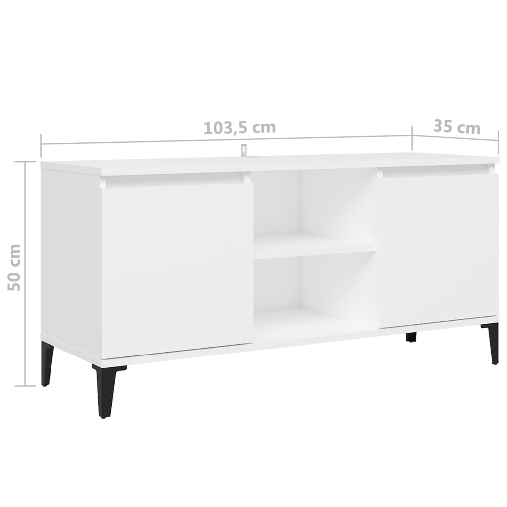 Tv-meubel met metalen poten 103,5x35x50 cm wit is nu te koop bij PeponiXL, paradijselijk wonen!