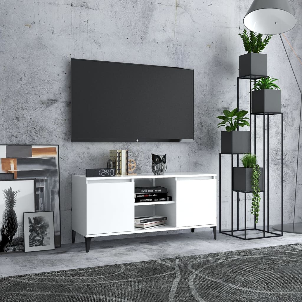 Tv-meubel met metalen poten 103,5x35x50 cm wit is nu te koop bij PeponiXL, paradijselijk wonen!