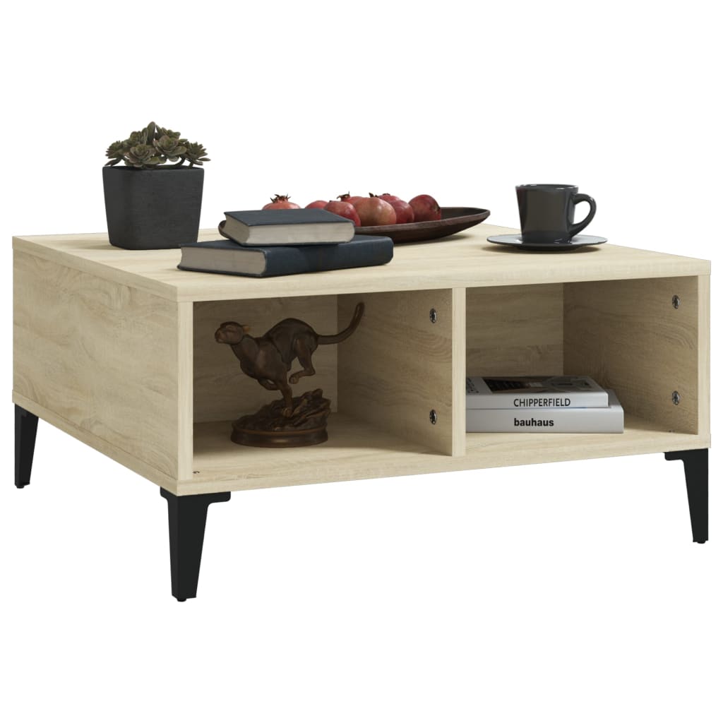 Salontafel 60x60x30 cm bewerkt hout sonoma eikenkleurig is nu te koop bij PeponiXL, paradijselijk wonen!