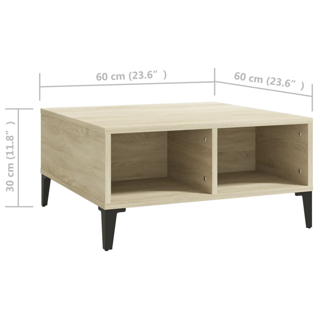 Salontafel 60x60x30 cm bewerkt hout sonoma eikenkleurig is nu te koop bij PeponiXL, paradijselijk wonen!