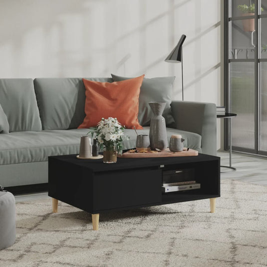 Salontafel 90x60x35 cm bewerkt hout zwart is nu te koop bij PeponiXL, paradijselijk wonen!