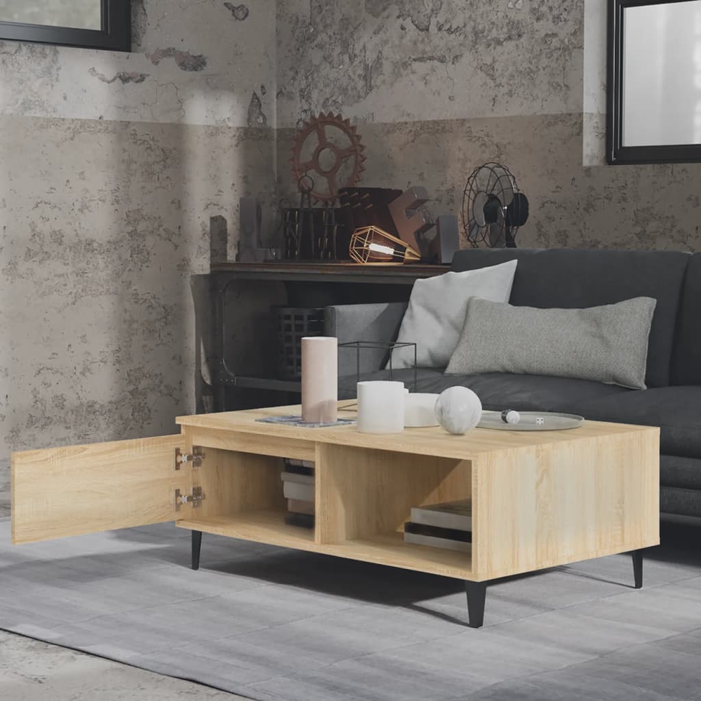Salontafel 90x60x35 cm bewerkt hout sonoma eikenkleurig is nu te koop bij PeponiXL, paradijselijk wonen!