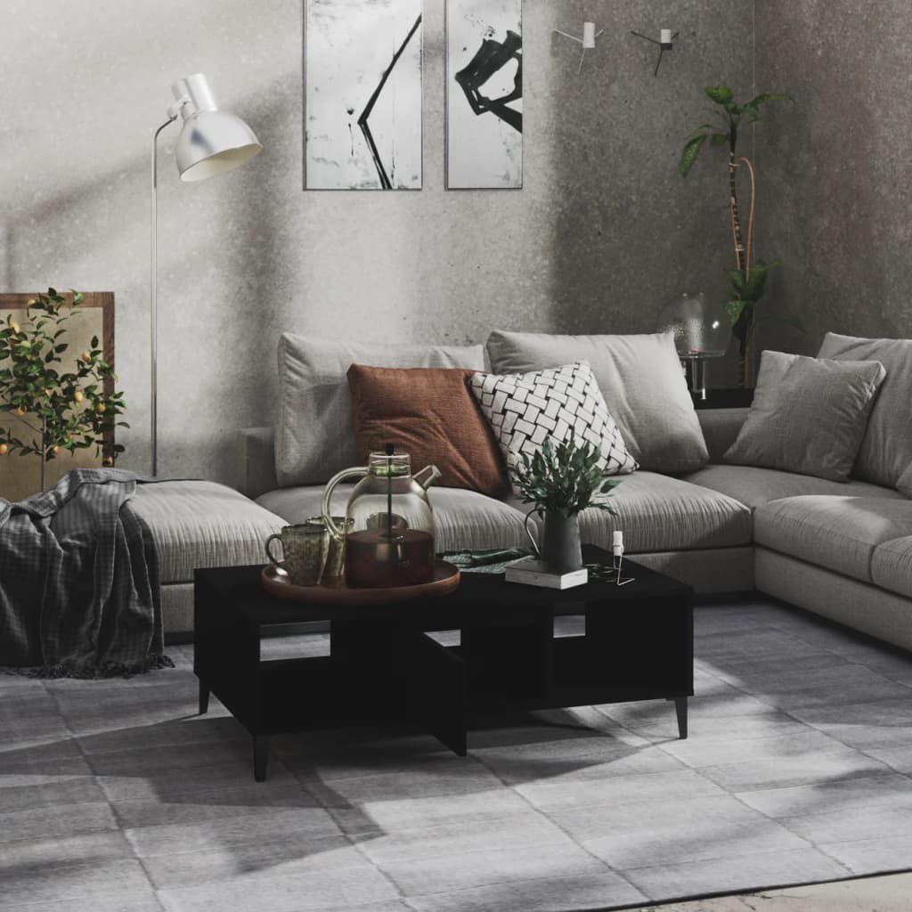 Salontafel 103,5x60x35 cm bewerkt hout zwart is nu te koop bij PeponiXL, paradijselijk wonen!