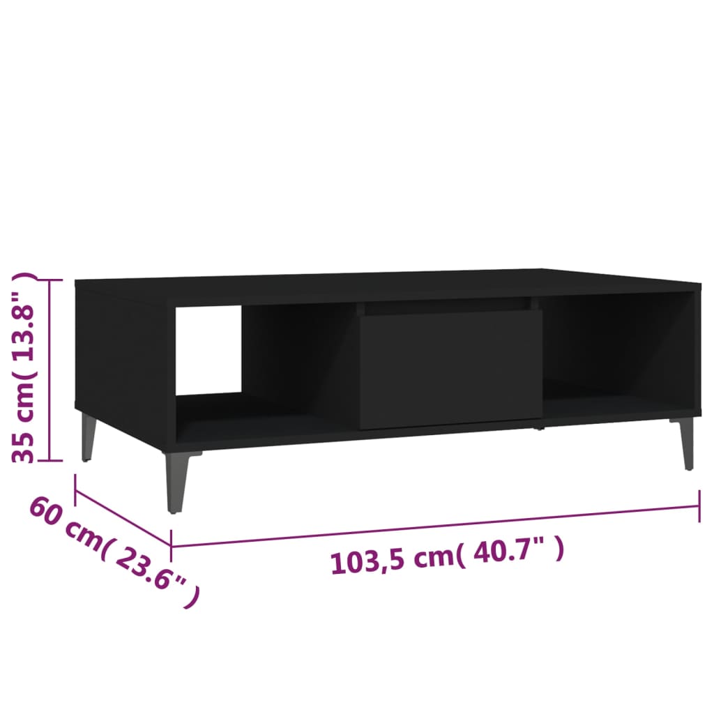 Salontafel 103,5x60x35 cm bewerkt hout zwart is nu te koop bij PeponiXL, paradijselijk wonen!