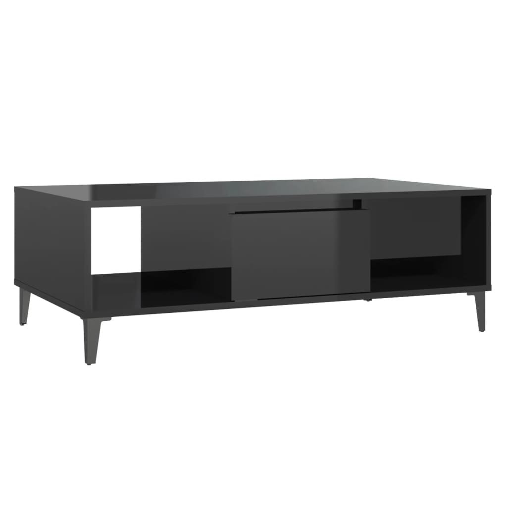 Salontafel 103,5x60x35 cm bewerkt hout hoogglans zwart is nu te koop bij PeponiXL, paradijselijk wonen!