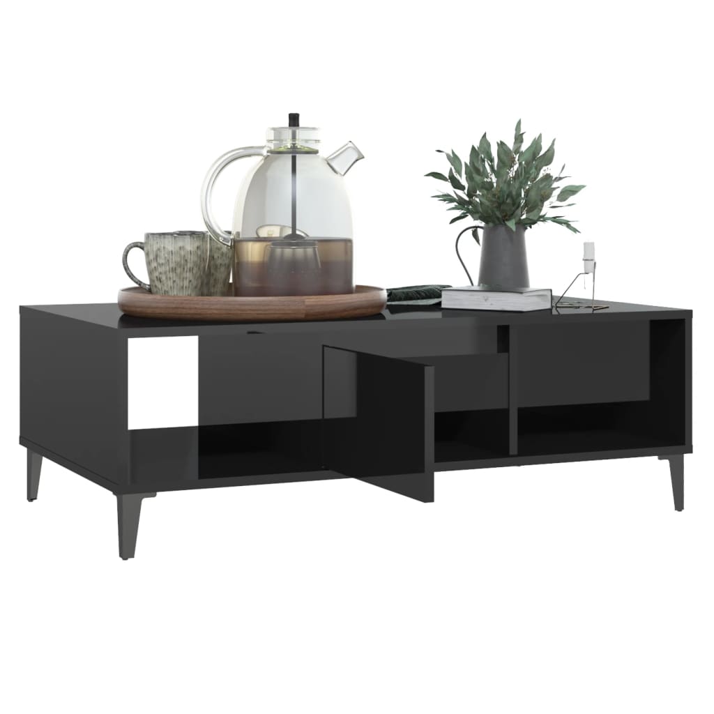 Salontafel 103,5x60x35 cm bewerkt hout hoogglans zwart is nu te koop bij PeponiXL, paradijselijk wonen!