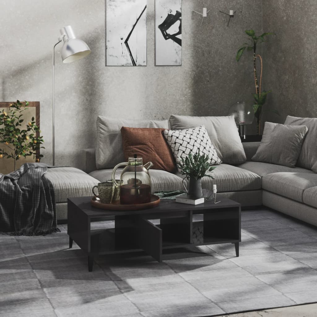 Salontafel 103,5x60x35 cm bewerkt hout hoogglans grijs is nu te koop bij PeponiXL, paradijselijk wonen!